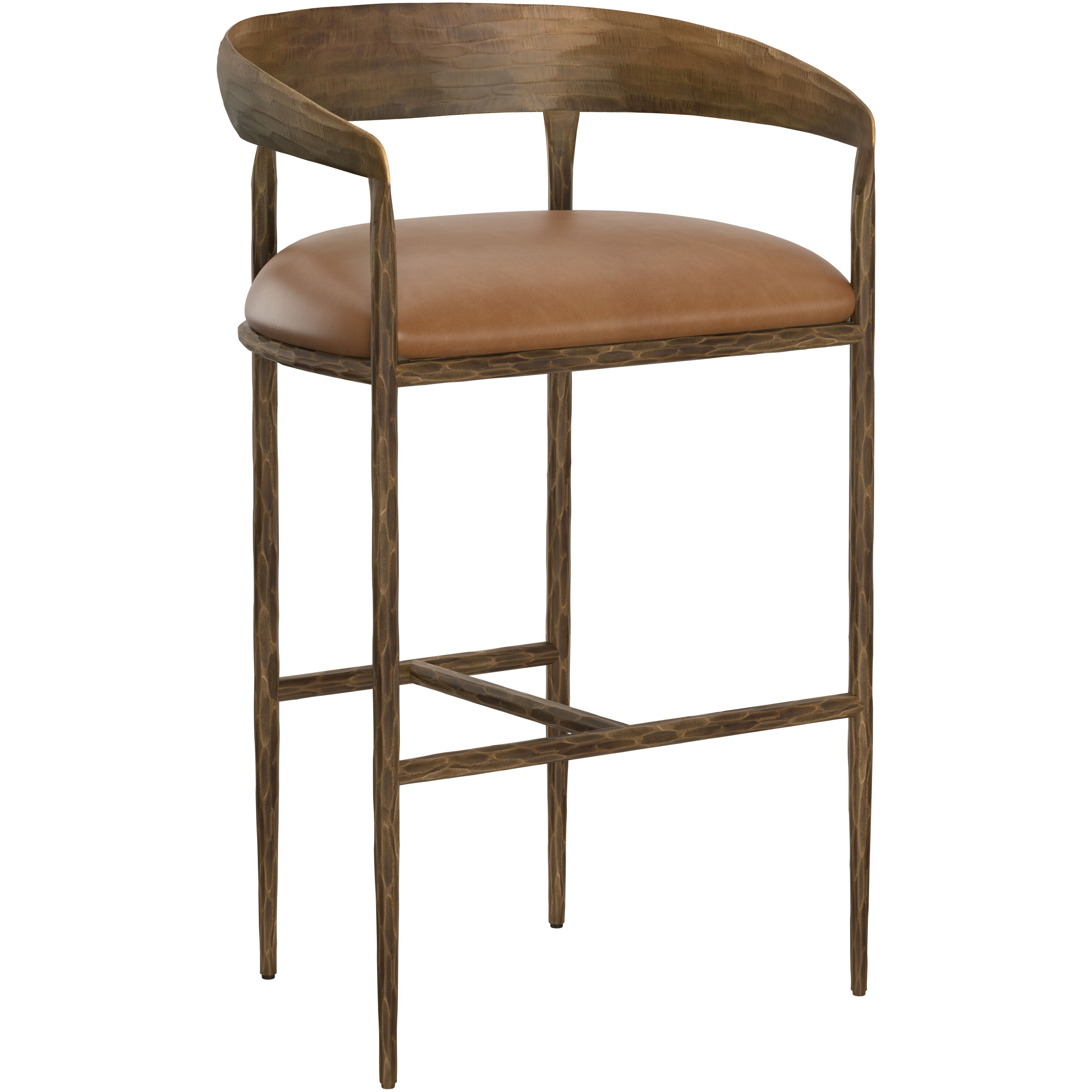Zanatta 38.75 inch Tan Leather Barstool